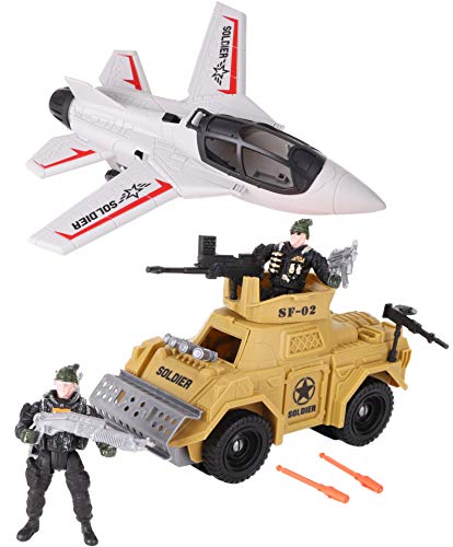 TOYLAND® Avión de Combate y Tanque Militar Vehículo Militar y Figura de acción Army Play Set - Figuras y Accesorios incluidos