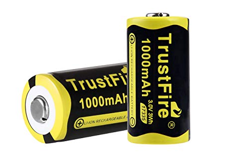 TrustFire 17335 - Batería de ion de litio (1000 mAh, 3 V, recargable, 2 unidades)
