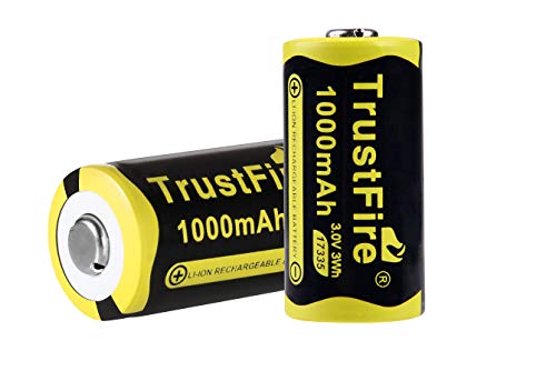 TrustFire 17335 - Batería de ion de litio (1000 mAh, 3 V, recargable, 2 unidades) TrustFire 17335 - Batería de ion de litio (1000 mAh, 3 V, recargable, 2 unidades)