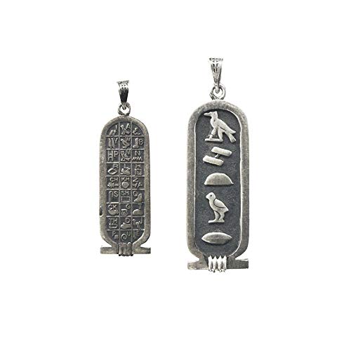 Tu Nombre en jeroglífico en Cartucho Colgante de Plata Clara o Envejecida, Mide de Largo 4,5 x Ancho 1,5 cm Aproximadamente (Plata Envejecida) Tu Nombre en jeroglífico en Cartucho Colgante de Plata Clara o Envejecida, Mide de Largo 4,5 x Ancho 1,5 cm Aproximadamente (Plata Envejecida)
