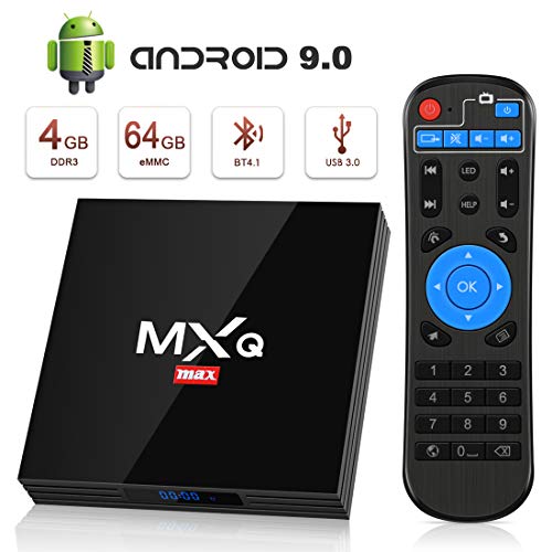 TV Box Android 9.0 [4GB RAM+64GB ROM], Superpow Android Box TV 4K, USB 3.0, BT 4.1, UHD H.265, HDMI, Smart TV Box Quad Core WiFi Media Player, Box TV Android