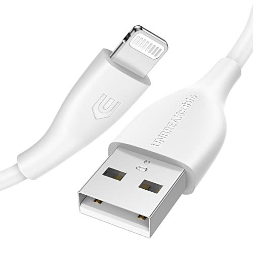 UNBREAKcable Cable Cargador iPhone Cable Lightning (C89) - [Apple MFi Certificado] - 1M Cable Apple Nylon Trenzado Compatible con iPhone 11 Pro X XS MAX XR 8 7 6S 6 Plus 5 5S 5C SE iPad-Blanco
