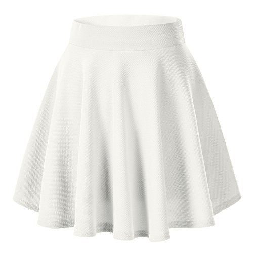 Urban GoCo Falda Mujer Elástica Plisada Básica Patinador Multifuncional Corto Falda (S, Blanco)