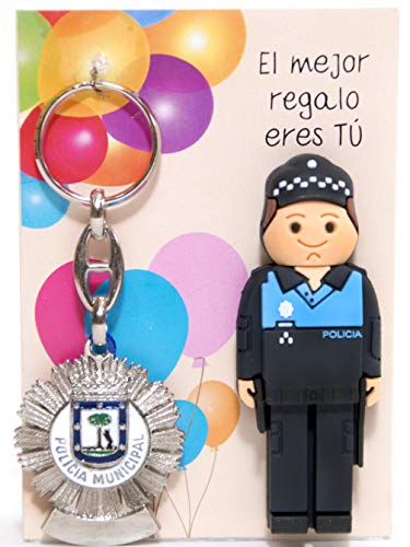 USB POLICIA Municipal de 16gb. con Llavero Placa DE POLICIA Municipal DE Madrid.