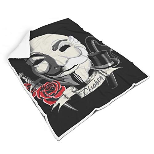 V-for-Vendetta - Manta térmica con cara de rosa para viajes, cuidado de la mano de obra para bebés o adultos, estilo casual