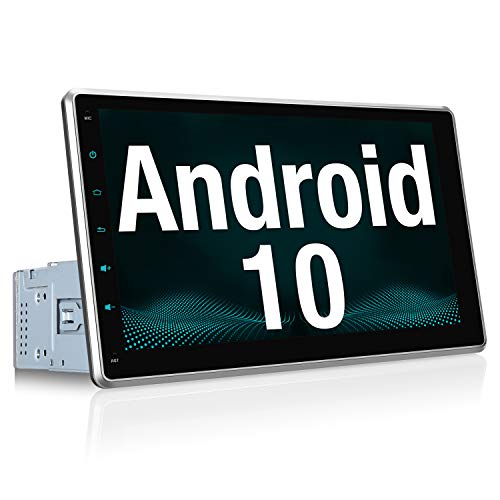Vanku Android 10 Autoradio GPS Navegación con 10.1” IPS Pantalla Ajustable, 1 DIN Radio de Coche Soporte Bluetooth, Control Volante, WiFi, USB, SD, Mirror-Link, 4G