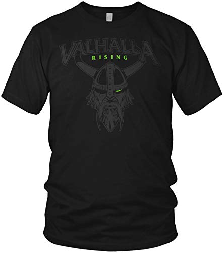 vanVerden North Camisetas para Hombre - Valhalla Rising Viking Walhalla Vikingo, Tamaño:4XL, Color:Negro