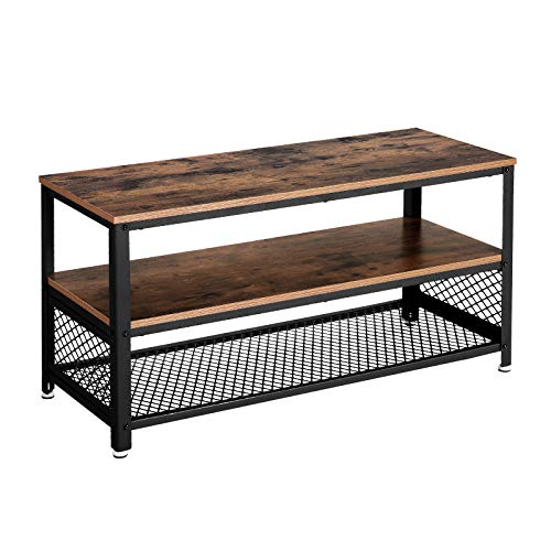 VASAGLE Gabinete Industrial para TV de hasta 43 Pulgadas, Soporte para TV, Consola, Mesa de Centro Pequeña con Marco de Metal, para Dormitorio de Sala, Mrrón Rústico LTV40BX