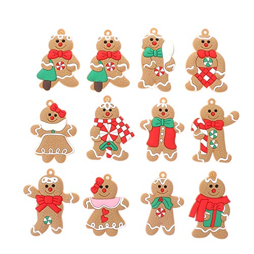 Veemoon - 12 piezas de Navidad de Gingerbread Man, diseño de árbol de Navidad