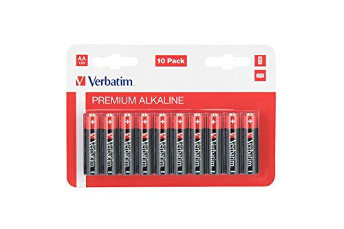 Verbatim - Pilas (Single-Use Battery, AA, Alcalino, Cilíndrico, 1,5 V, 10 Pieza(s) Negro, Rojo (49875)