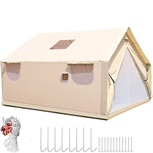 VEVOR Tienda de Pared de Lona 4,3x4,9 m, Tienda de Pared de 10 Personas para Acampar con Estufa, Tienda de Campaña Familiar al Aire Libre para 6 a 10 Personas, Tienda de Lona de Camping Impermeable