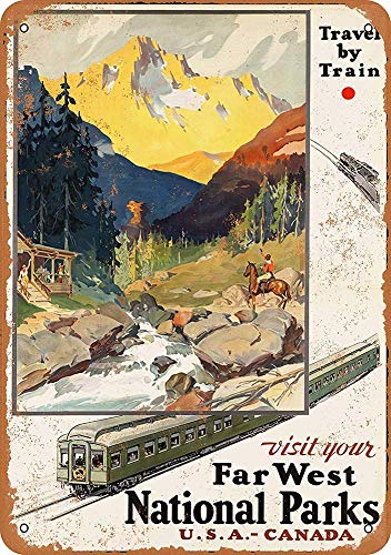 Visit Your Far West National Parks Cartel de chapa vintage, cartel de cartel de metal, placa de pintura de hierro retro, decoración de pared artística, 12 × 8 pulgadas