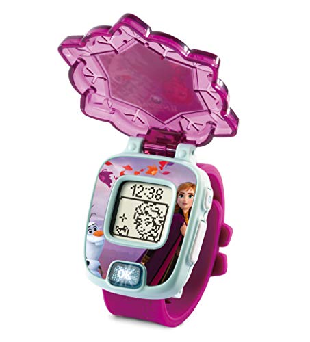 VTech - Frozen II, Reloj mágico educativo Anna, reloj multifunción con diferentes juegos, tapa protectora y pantalla con animaciones de los personajes Elsa, Anna y Olaf, color morado (80-518867)