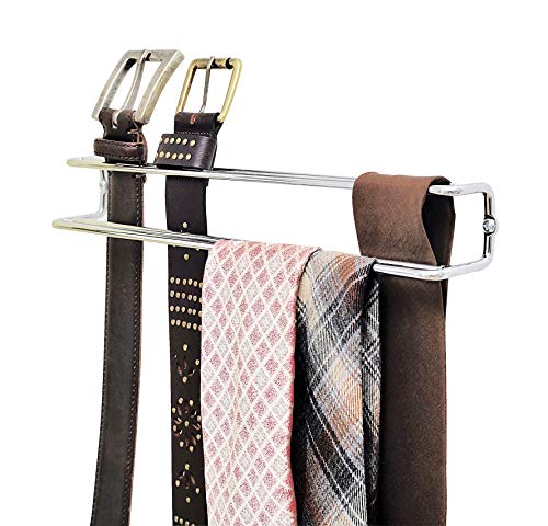 WENKO Colgador para corbatas y cinturones - para instalación en armarios, Metal cromado, 36 x 4.5 x 5 cm, Cromo brillante