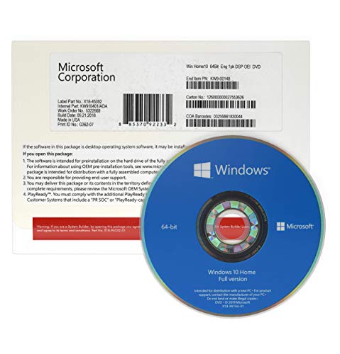 Windows 10 Home 64 bits Español OEM | DVD | Windows 10 Home Licensia | Spanish
