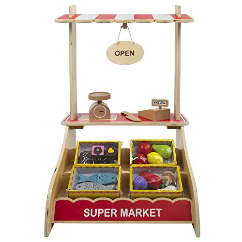 WOOMAX Supermercado Madera con Accesorios Comida, Caja registradora, Complementos cocinitas niños 3 años Juguete educativo Juego Imitación (Colorbaby 85387) WOOMAX Supermercado Madera con Accesorios Comida, Caja registradora, Complementos cocinitas niños 3 años Juguete educativo Juego Imitación (Colorbaby 85387)