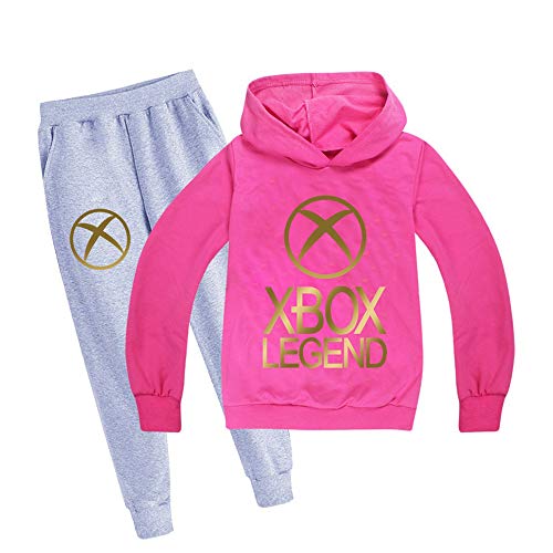 Xbox-Legend Pullover Conjuntos de los niños Sudadera Impreso Jersey y Pantalones de algodón de Dos Piezas niños y niñas (Color : Rose04, Size : 120)