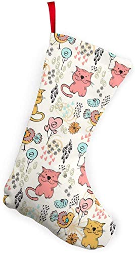 XCNGG Calcetines navideños Calcetines novedosos Happy Cats Christmas Stockings 10" for Christmas Party Decorations Kids Gift One Size