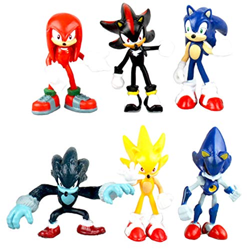 XINBANG Figura de Sonic Sonic World Adventure Metal Sonic Werehog Tails PVC Figuras De Acción Shadow Knuckles Anime Figurines Dolls Kids Toys Set
