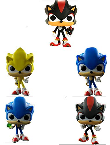 XINKANG Sonic Cartoon Juguetes 5 Unids / Set Original Super Sonic Sonic con Anillo / Esmeralda Shadow Collectible Model PVC Figura De Acción Juguetes para Niños