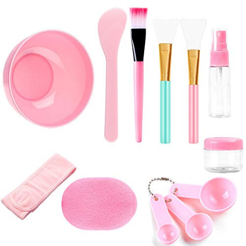 XUBX Brocha para Aplicar Mascarilla Facial, Set de 10 bricolaje Mascara facial Juego de tazones para mezclar, con brochas tazón cepillo cuchara cucharas medidoras botella spray botella XUBX Brocha para Aplicar Mascarilla Facial, Set de 10 bricolaje Mascara facial Juego de tazones para mezclar, con brochas tazón cepillo cuchara cucharas medidoras botella spray botella