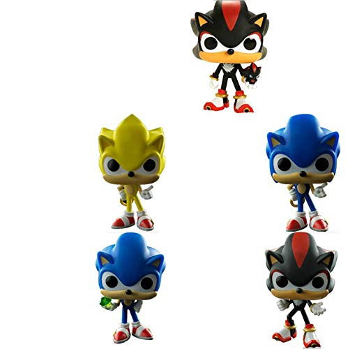 xunlei Sonic Figuras De Acción 5 Unids / Lote Pop Original Super Sonic Sonic con Anillo / Esmeralda Shadow Collectible Model PVC Figura De Acción Juguetes para Niños