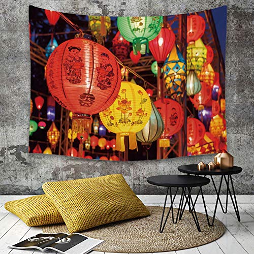Yaoni Tapestry Pared paño Mantel Toalla de Playa,Linterna, Celebración Internacional del Año Nuevo Chino China Hong Kong Corea Cultura In,Decoraciones para el hogar para la Sala de Estar Dormitorio