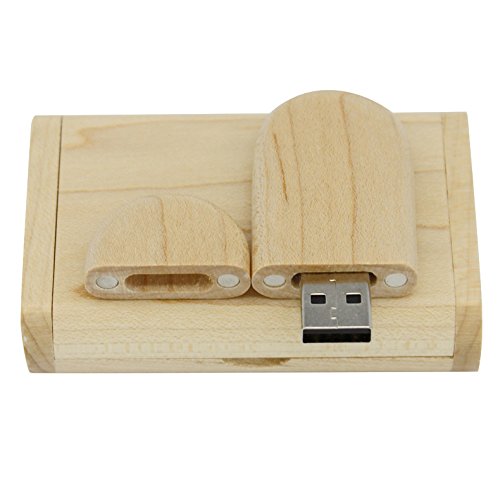 Yaxiny. Unidad Flash USB 2.0 de madera de arce. Memoria USB con caja de madera (2.0 GB)