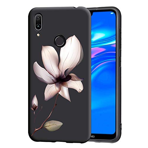 Yoedge Funda para Huawei Y5p 4G, Ultra Slim Cárcasa Silicona Negro con Dibujos Animados Diseño Patrón Antigolpes Grados Resistente Case Cover para Huawei Y5p / Honor 9S 4G, Lotus Negro