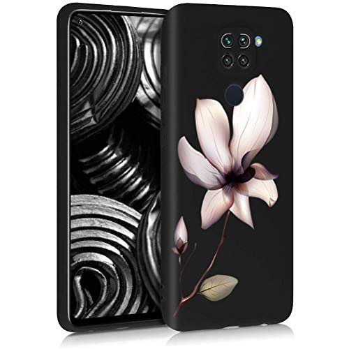 Yoedge Funda para Xiaomi Redmi Note 9 4G, Ultra Slim Cárcasa Silicona Negro con Dibujos Animados Diseño Patrón Antigolpes Grados Resistente Case Cover para Redmi Note 9 / 10X 4G, Lotus Negro