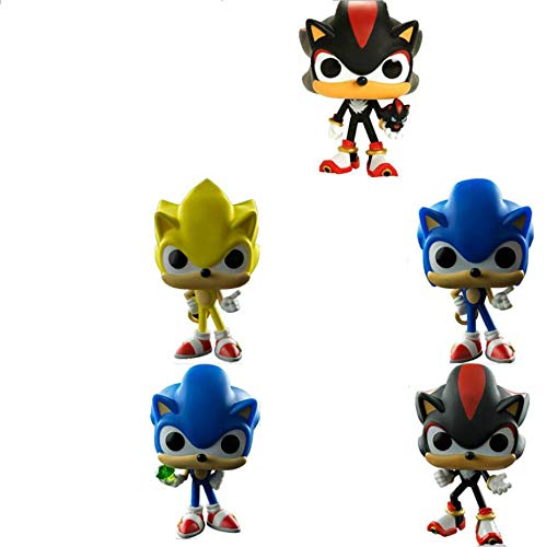 YUNMEI Sonic Juguete 5pcs/Lote Original Super Sonic con Anillo / Esmeralda Sombra Coleccionable Modelo PVC Figura De Acción Niños Juguetes