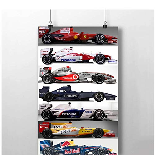 Yxjj1 Pintura FÓRMULA 1 F 1 Race Racing Sport Cars Wall Art Posters Canvas Prints para la decoración de la sala de estar-20x30 IN Sin marco