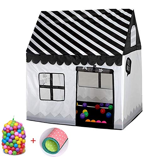 Zhouzl Productos de Camping Niños del hogar Que Imprimen Play Tent Small Game House con 50 Bolas y tapete del océano Productos de Camping (Color : Black White)