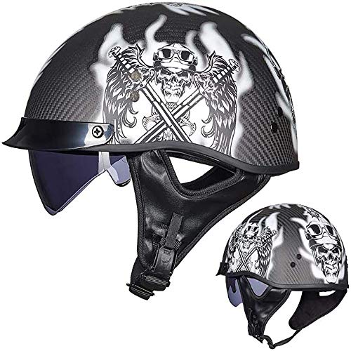 ZHXH Casco de ciclomotor, medio casco de motocicleta para adultos retro Casco de fibra de carbono en forma de cuenco Casco de cara de paseo en la calle/punto aprobado ZHXH Casco de ciclomotor, medio casco de motocicleta para adultos retro Casco de fibra de carbono en forma de cuenco Casco de cara de paseo en la calle/punto aprobado