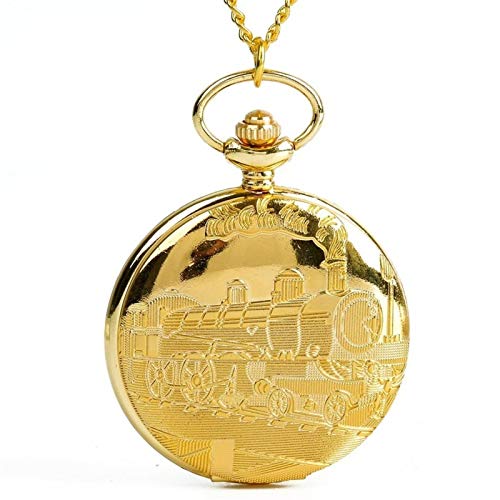 ZNQPLF Reloj De Bolsillo Locomotora Dorada Retro Reloj De Bolsillo Diseño Clásico Menaje De Bolsillo Reloj De Bolsillo Regalo Creativo (Color : Gold)