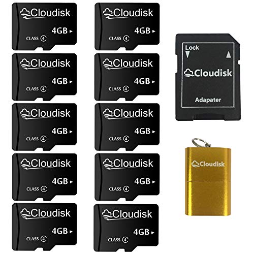 10Pack Tarjeta Micro SD de 4 GB con Adaptador MicroSD 1X + Lector de Tarjetas USB 1X para la cámara de la computadora