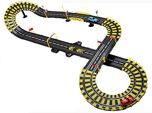 1:43 Scale Track Racing Slot Cars 4M Longitud R / C Control remoto de alta velocidad Conjunto de carreras de coches para regalos de cumpleaños y favores de fiesta (Color: Eléctrico, Tamaño: 4 Coches)