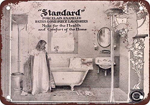 1905 estándar cuarto de baño accesorios de porcelana, diseño clásico de reproducción Placa de metal 20,3 x 30,5 cm