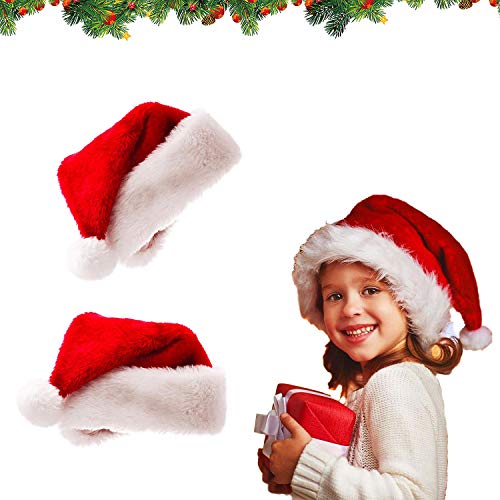 2 Gorro de Papá Noel Sombrero de Santa Gorro de Navidad para Niños Fiesta de Navidad Gorro Gorro de Papá Noel de Navidad Comodidad en Terciopelo Unisex Piel Clásica Engrosada