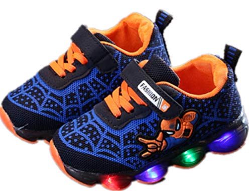 2019 Otoño Nuevos Zapatos Intermitentes para Niños Zapatos Deportivos para Niños Zapatos Spider-Man Zapatos De Suela Blanda (EU27,Azul)