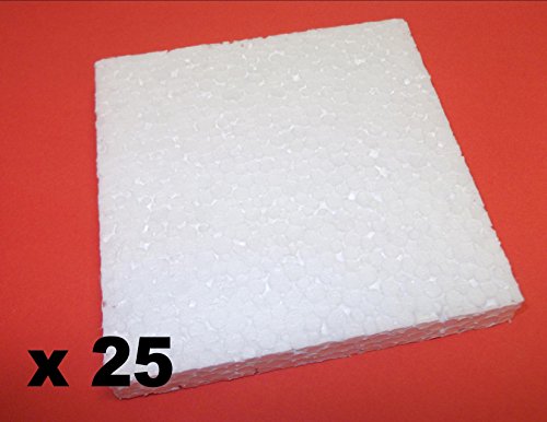 25 x White Polystyrene Blocks 100mm x 100mm x 13mm Packaging Packing Expandable Carton Shipping