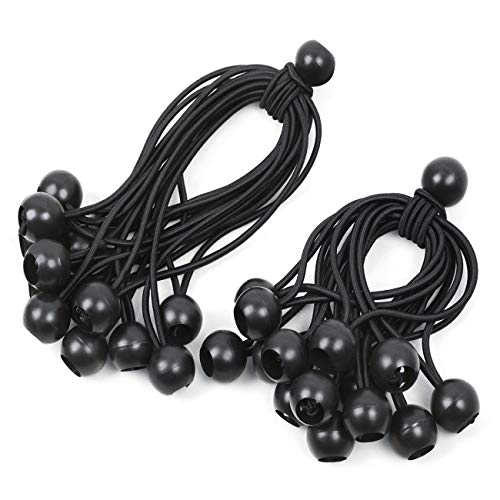 30 gomas elásticas con bola negra 12 cm + 18 cm, tensor de lona de goma con bola, goma para tiendas de campaña, lonas, carteles, carteles publicitarios