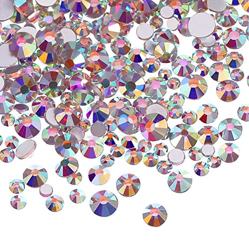 3456 Piezas de Cristales AB de Uña Diamantes de Imitación de Arte de Uña Cuentas Redondas Gemas Planas Piedras de Uñas, 6 Tamaños para Manicura Maquillaje (Cristal AB, Mezclado SS3 4 5 6 8 10)