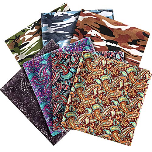 4 Piezas Telas de Cachemira de 18,1 x 19,6 Pulgadas y 3 Piezas Telas Estampadas de Camuflaje, Tela de Algodón Tela de Retazos Artesanal para Confección de Camisas Ropa Manualidades de Costura DIY