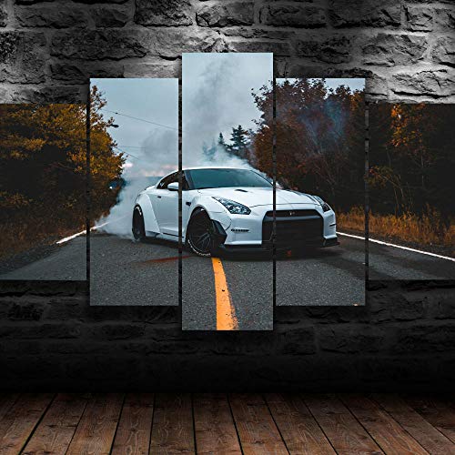 45Tdfc 5 Panel Pared Arte Pintura Niss GTR Luxury Sports Car Fotos Prints en Lienzo la Imagen Decor Aceite para decoración de hogar Moderno