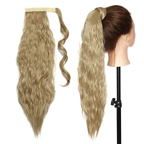 50cm Extensiones de clip de pelo natural ola de maíz cola de caballo Pasta Mágica ondulado Ponytail Hair Extension Pedazo de cabello Rubio ceniza