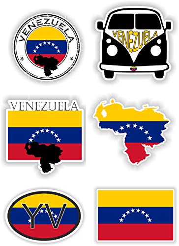 6 pegatinas de vinilo impermeable de Venezuela. Cada pegatina mide aproximadamente 10 cm.