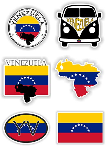 6 pegatinas de vinilo impermeable de Venezuela. Cada pegatina mide aproximadamente 10 cm. 6 pegatinas de vinilo impermeable de Venezuela. Cada pegatina mide aproximadamente 10 cm.