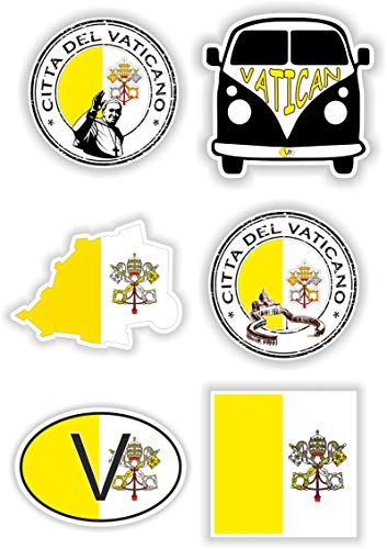6 pegatinas de vinilo Vaticano impermeables, cada pegatina mide aproximadamente 10 cm. 6 pegatinas de vinilo Vaticano impermeables, cada pegatina mide aproximadamente 10 cm.