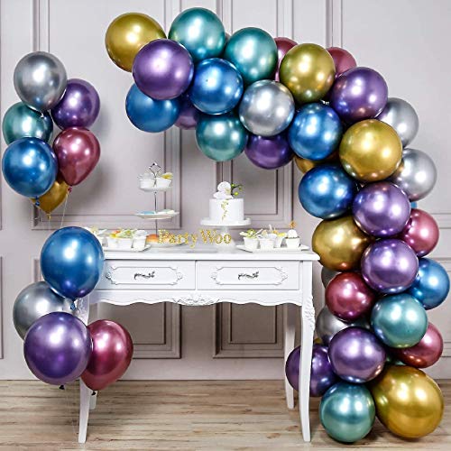 60 globos de fiesta, globos metálicos, kit de guirnaldas de globos para bodas, fiestas, baby shower, decoraciones de cumpleaños